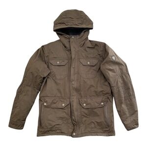 Kuhl Kollusion Jacket Mens Medium Brown Hooded Insulated Parka Sherpa Fleece Dad